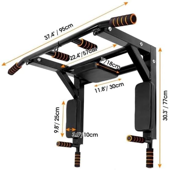 Wall Mounted Pull Up Bar Dip Station 440lbs