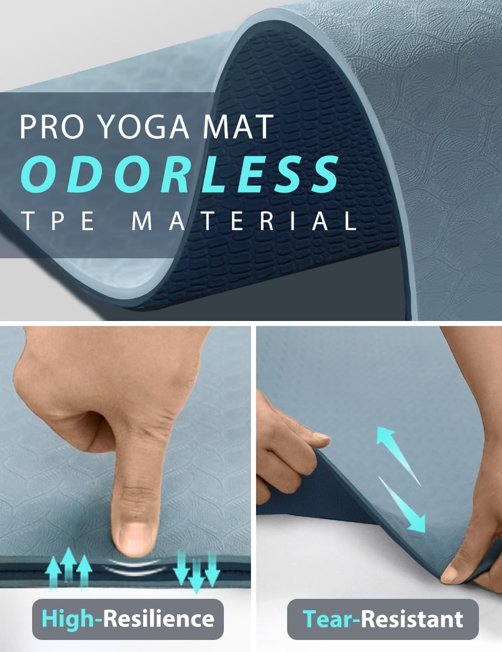 Double Sided Yoga Mat 72x32in 7mm
