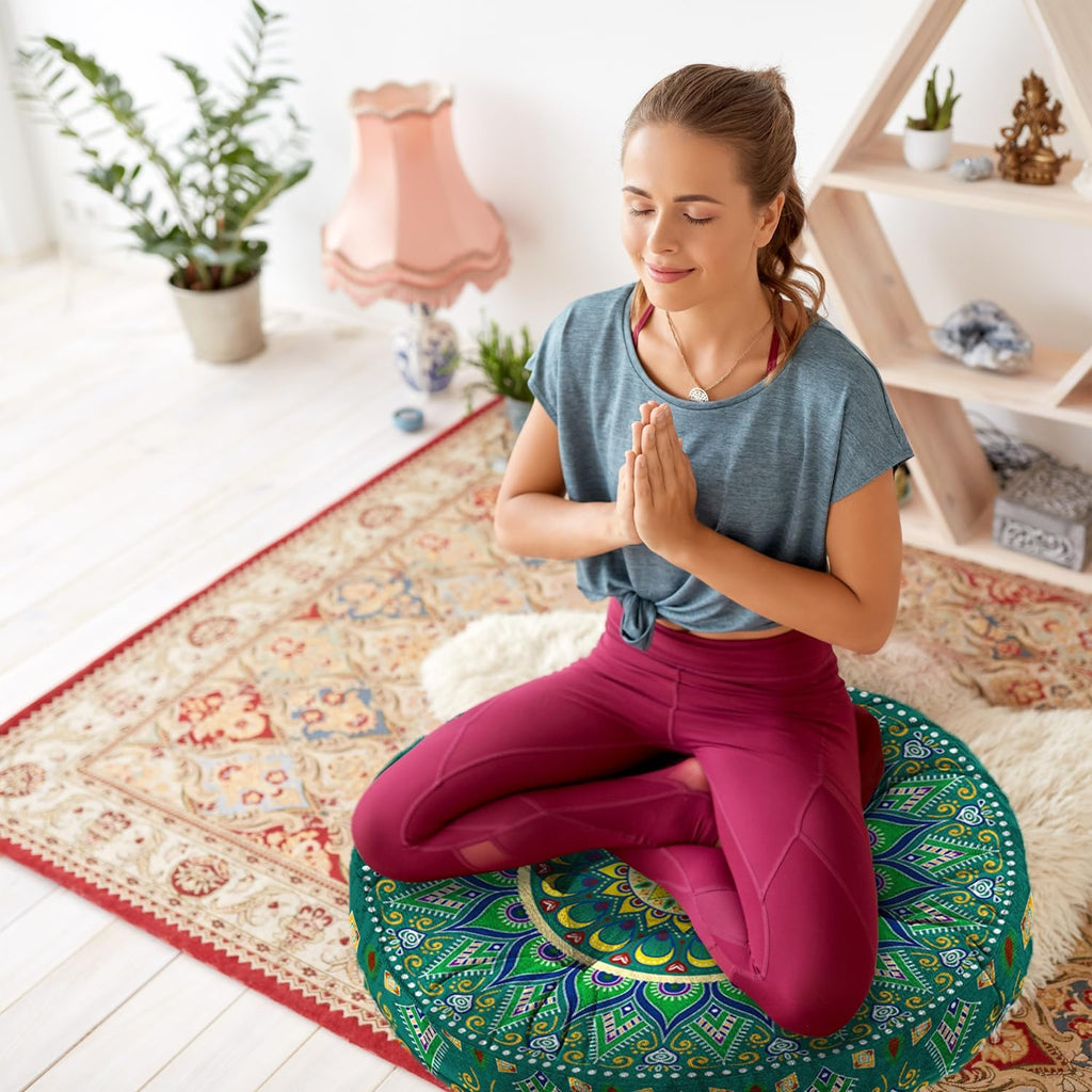 Boho Round Meditation Cushion 22x22in