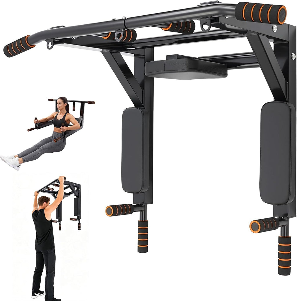 Wall Mounted Pull Up Bar Dip Station 440lbs