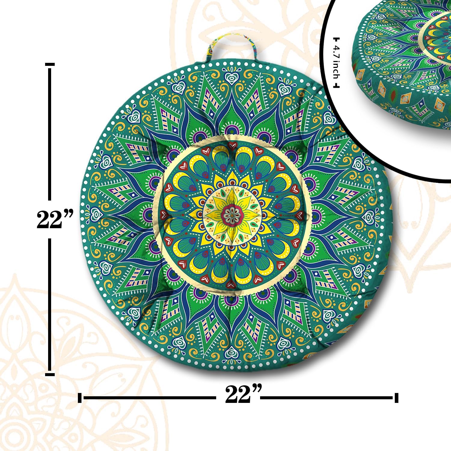 Boho Round Meditation Cushion 22x22in