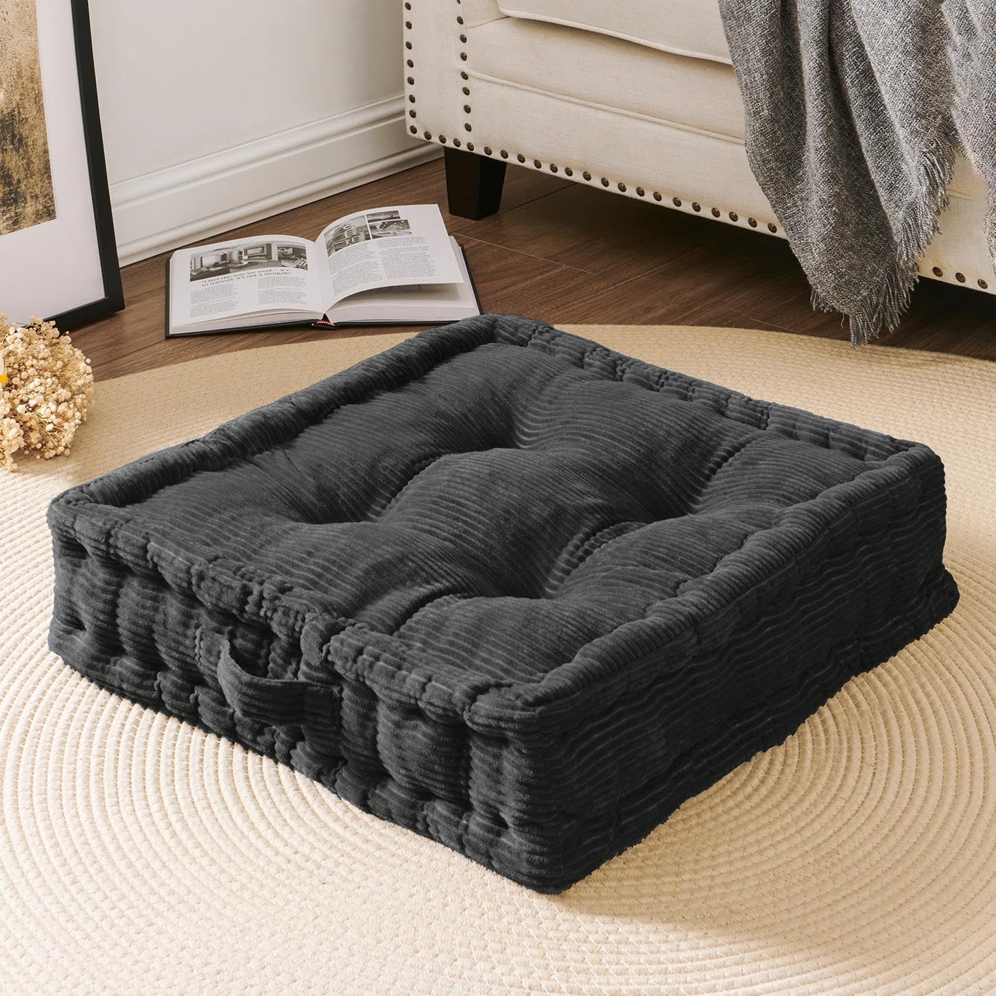 Gray 20x20in Square Floor Cushion