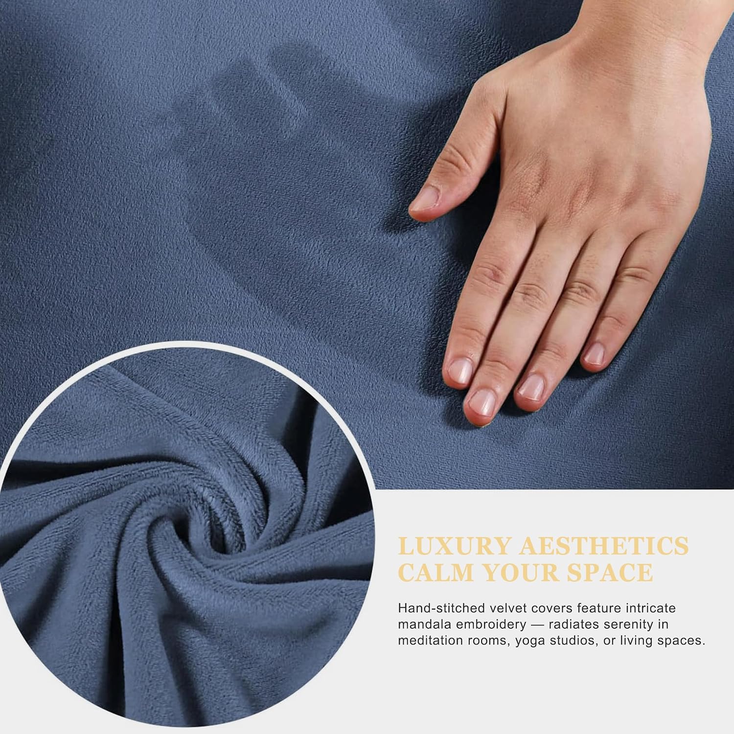 Meditation Zafu Cushion Cover, Blue Velvet