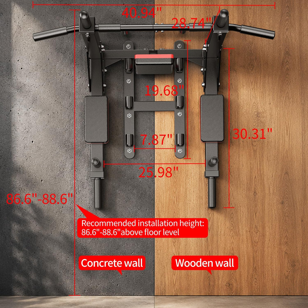 Wall Mounted Pull Up Bar Dip Station