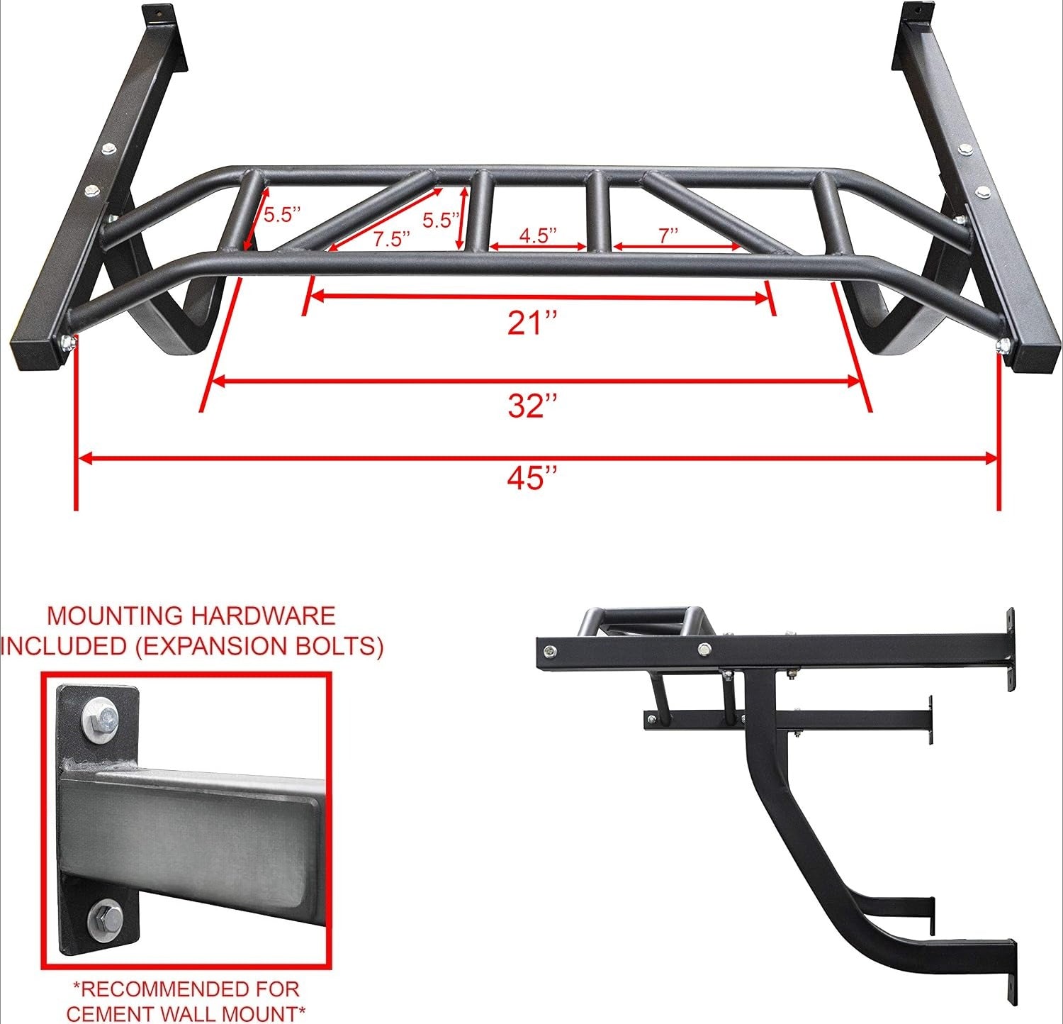 Fitness Wall Mounted Pull Up Bar