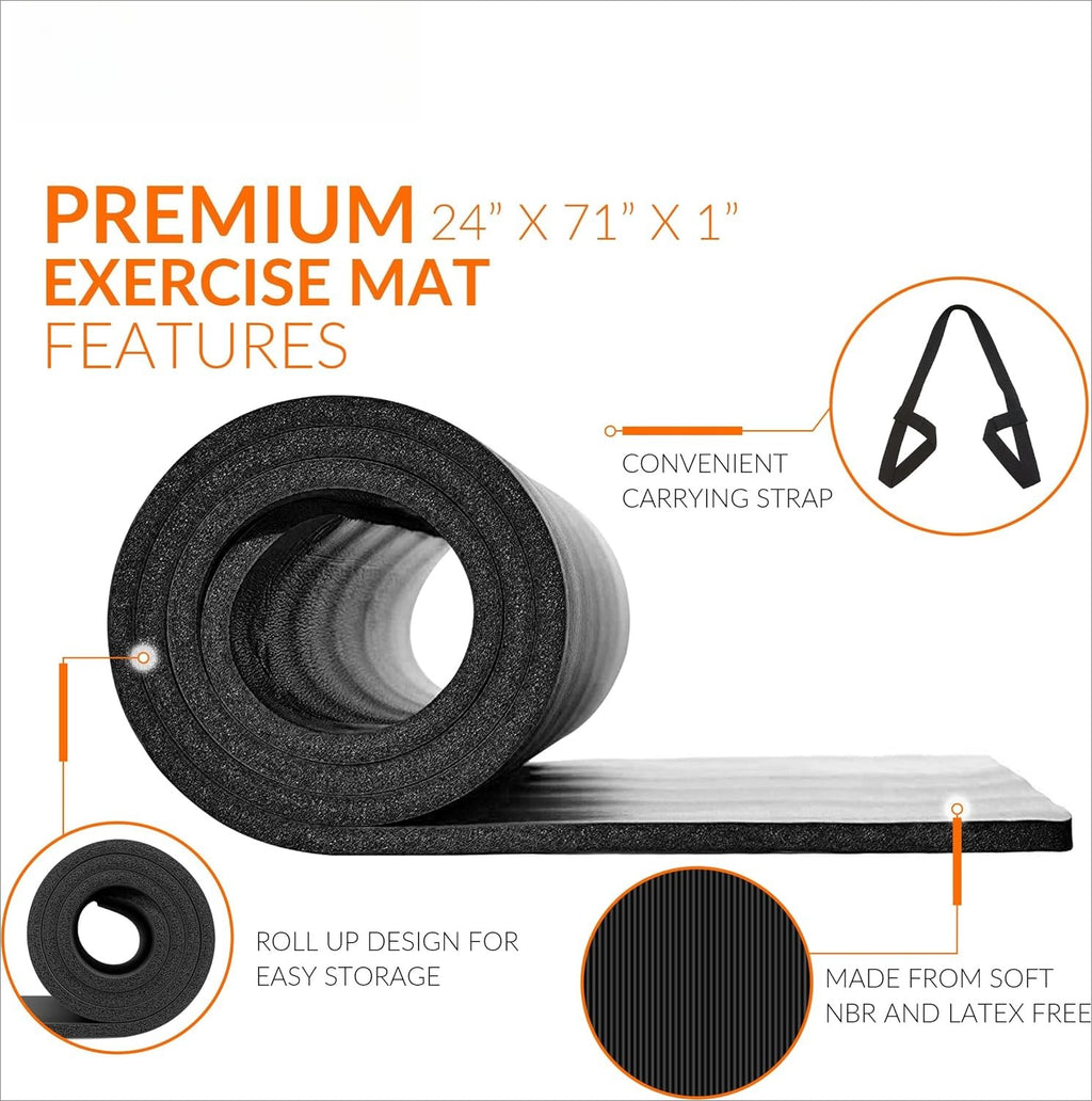1in Thick Yoga Mat with Strap