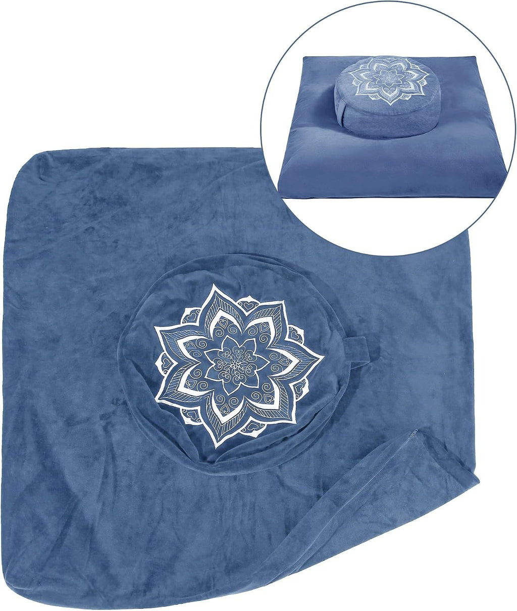 Meditation Zafu Cushion Cover, Blue Velvet