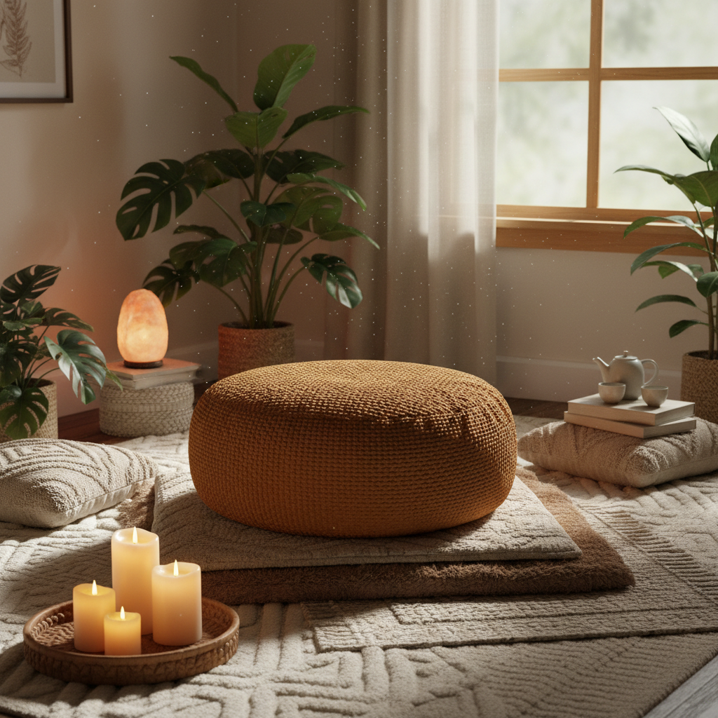 Thick Memory Foam Meditation Cushion - Cozy Scene